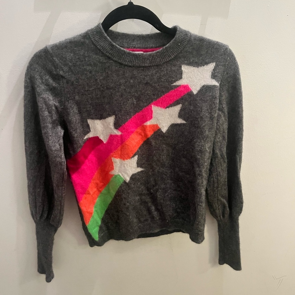 Brodie Cashmere Gray Sweater with Star and Rainbow Design